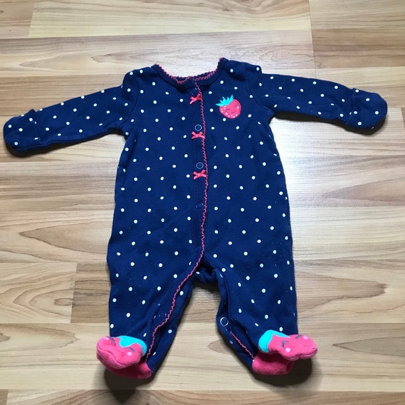 Blue Polka Dot Strawberry Pajamas - Picture 1 of 2